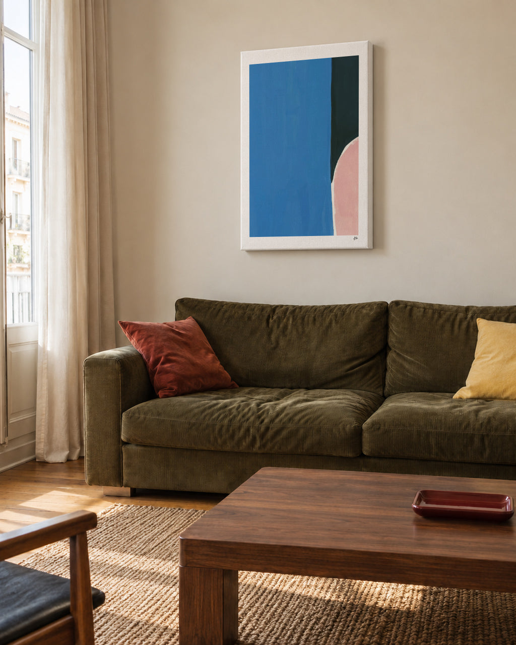 Soft Edge Blue - Unframed canvas in an interior