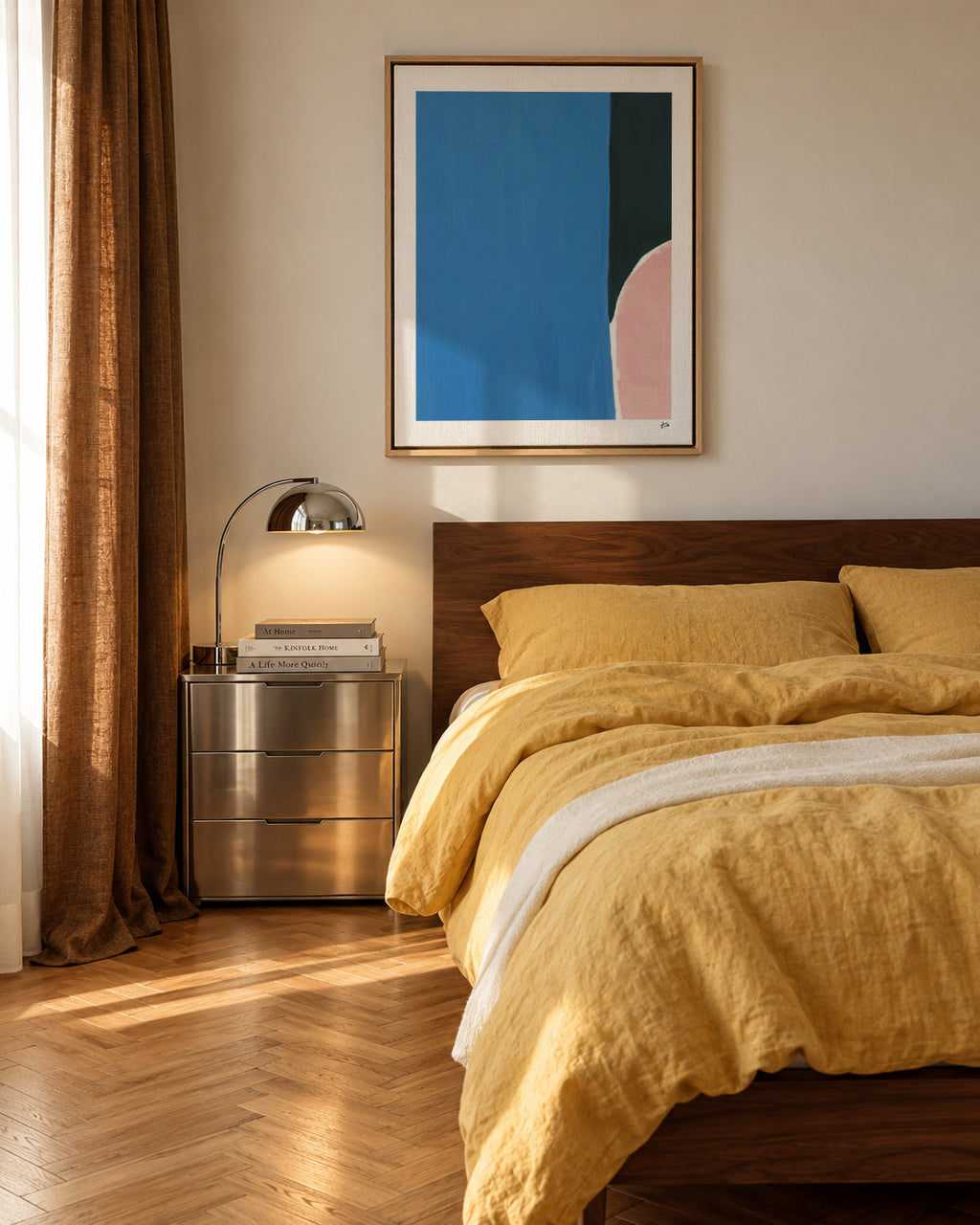 Soft Edge Blue - Framed canvas in an interior