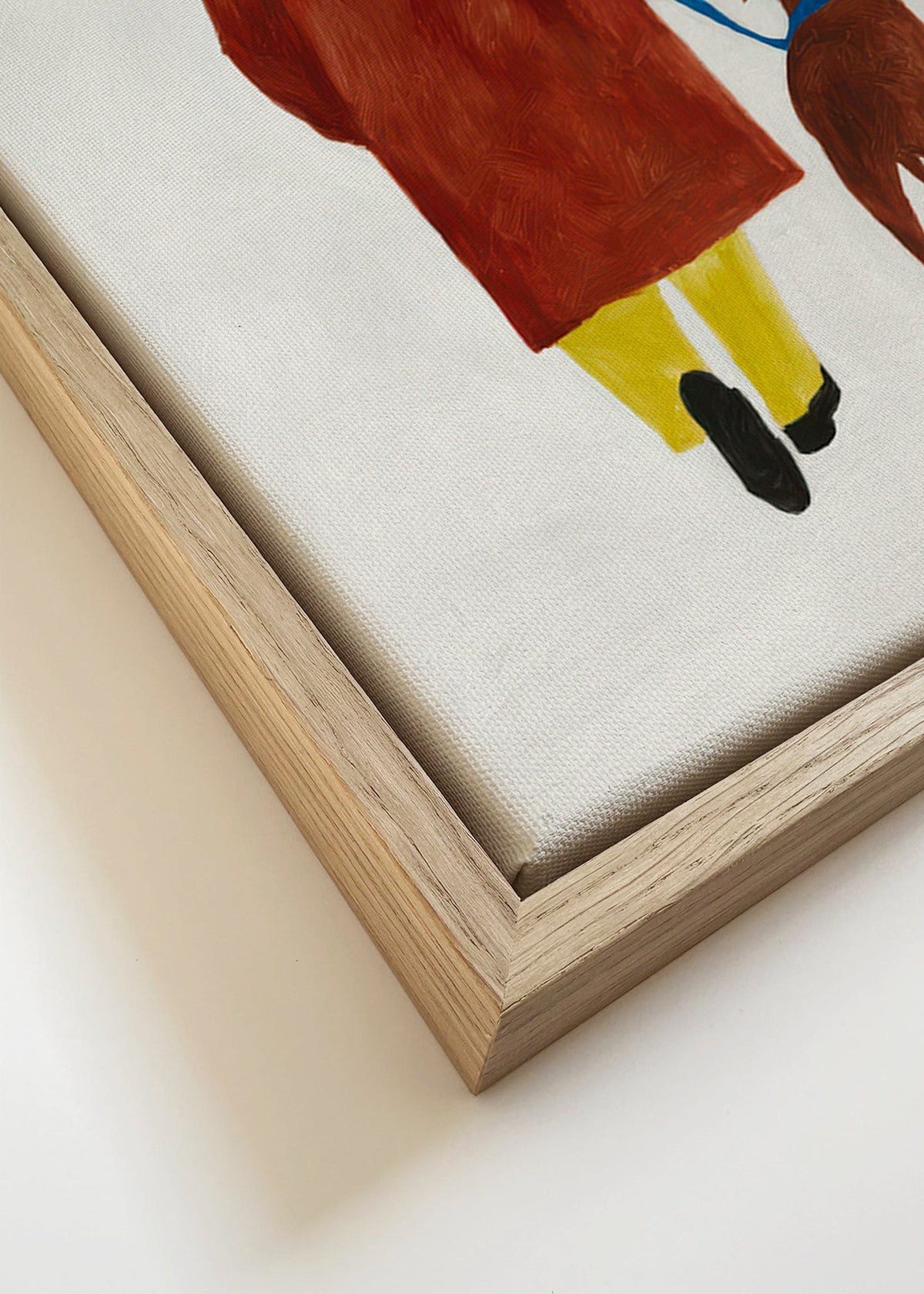Ilustracja spaceru z psem i żółtym kapeluszem – Canvas detail