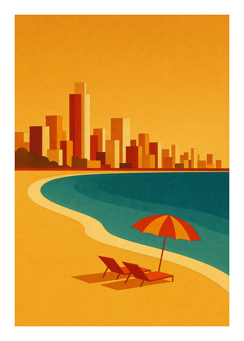 Sztuka do kuchni: plaża retro z parasolem