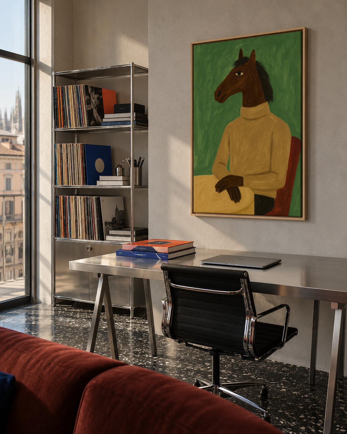 Equestrian Evening - Framed canvas in an interior