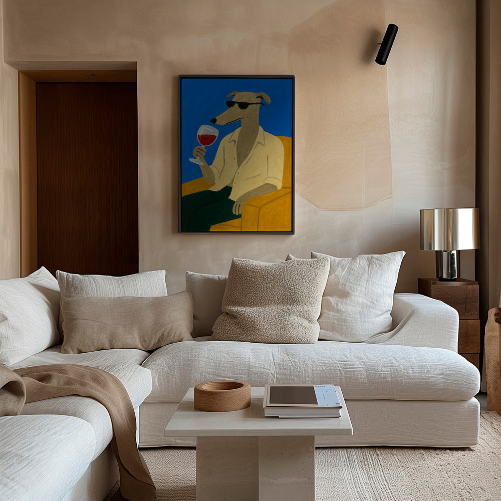 Cuadro de cocina: galgo con copa de vino – Canvas1