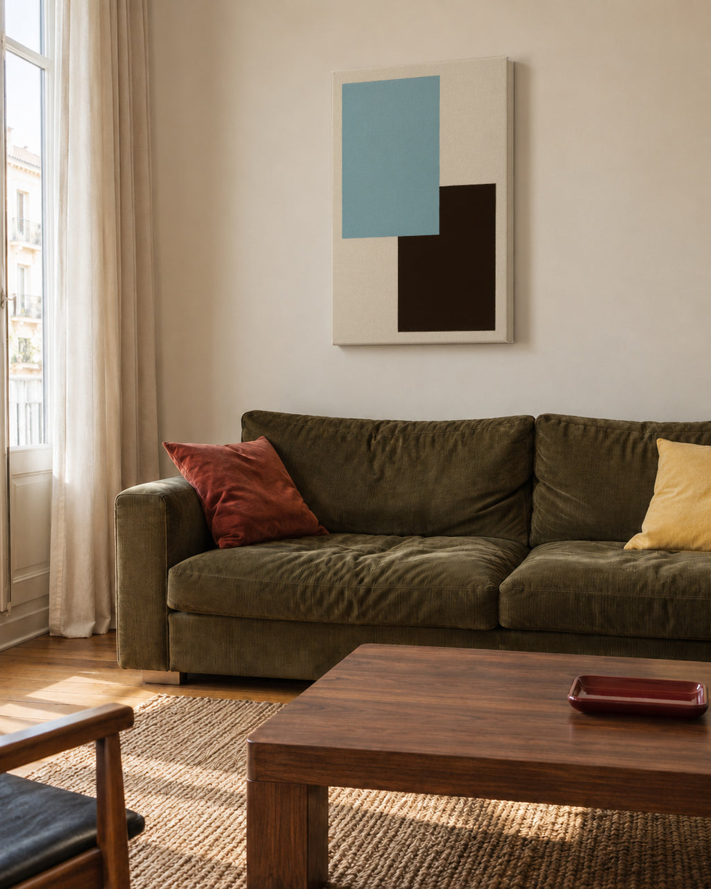 Sky and Slate - Unframed canvas in an interior