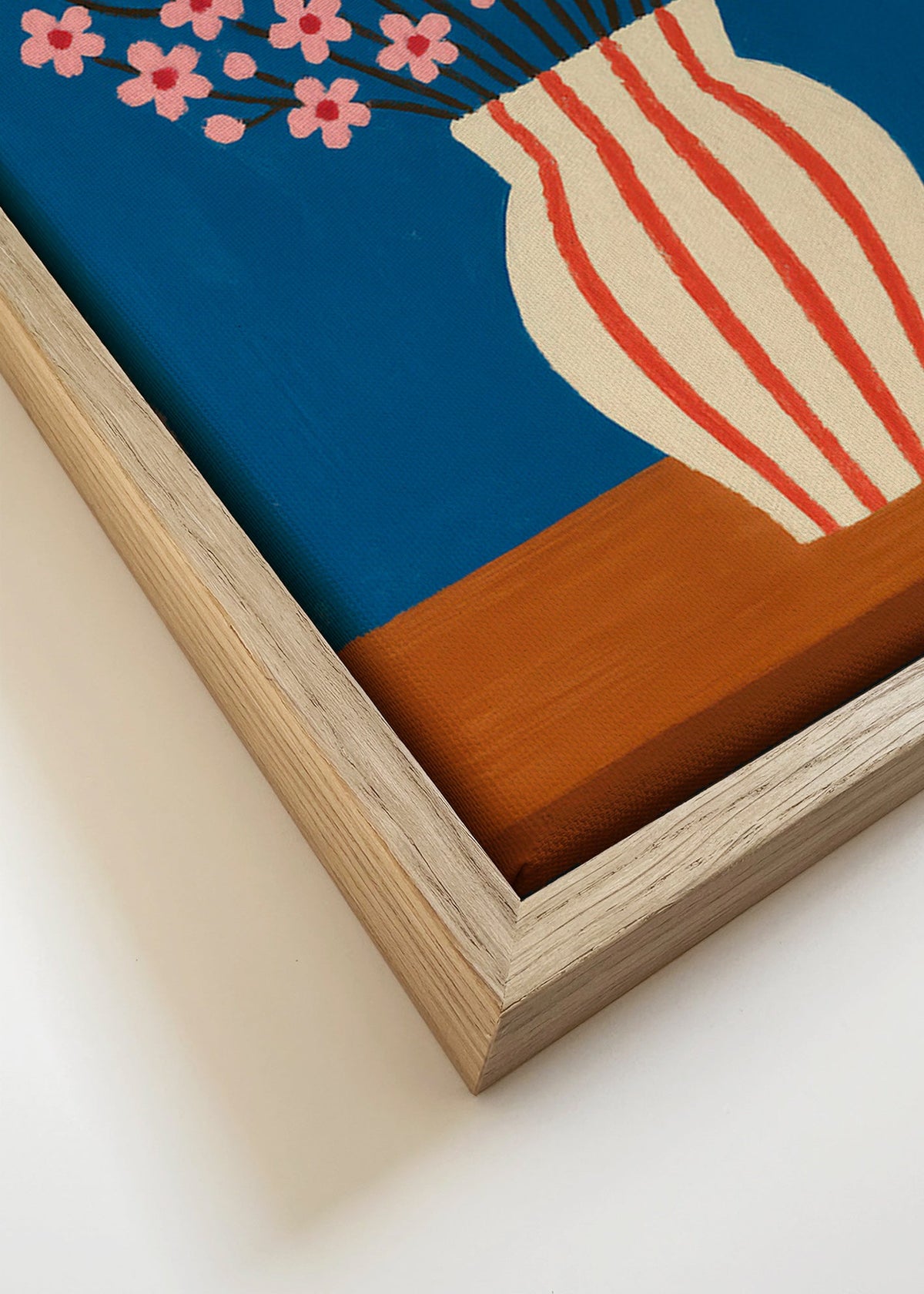 Plakat botaniczny: wazon z różowymi kwiatami – Canvas detail