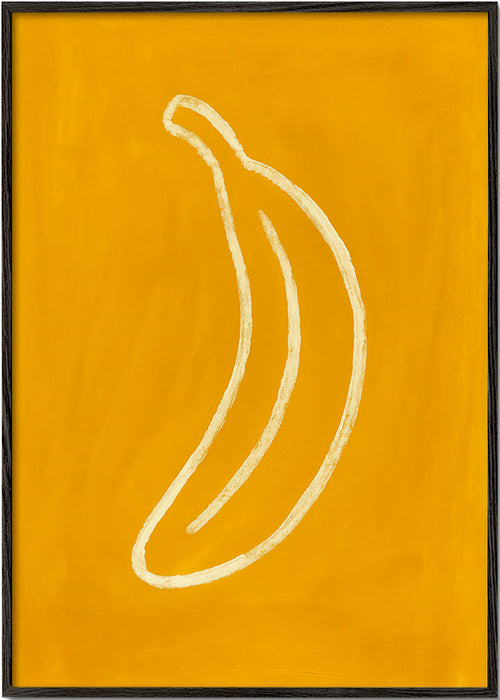 Sztuka do kuchni: żółty banan minimalistyczny – Black Frame