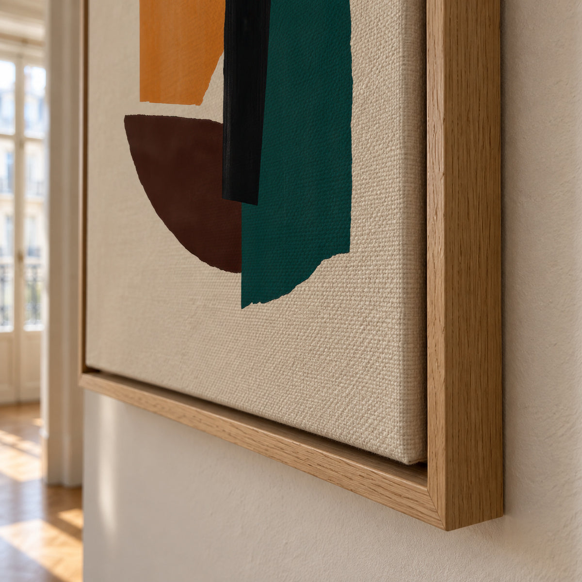 Ochre Balance - Framed canvas detail