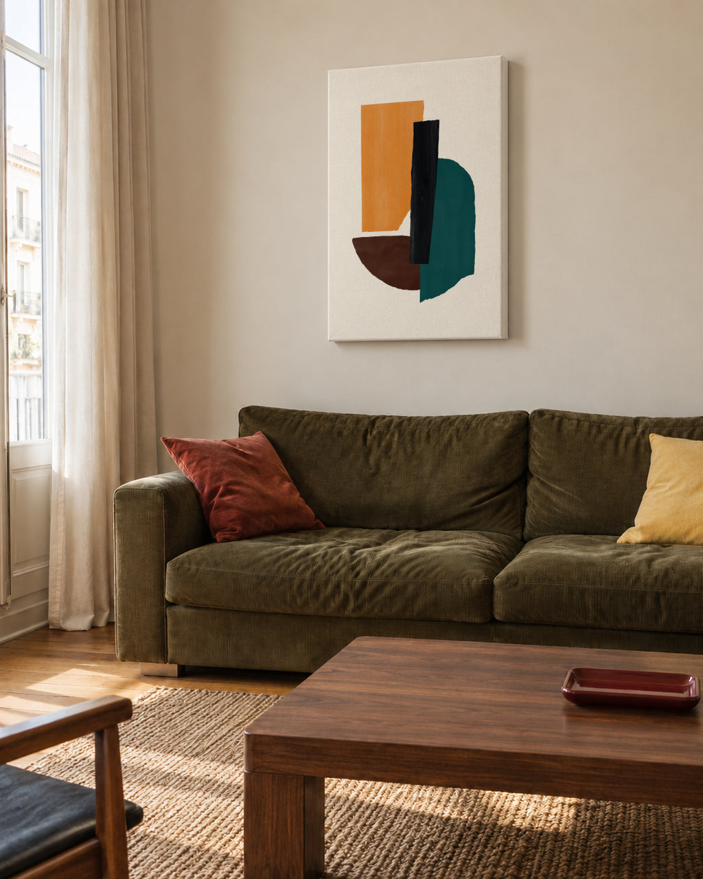 Ochre Balance - Unframed canvas in an interior