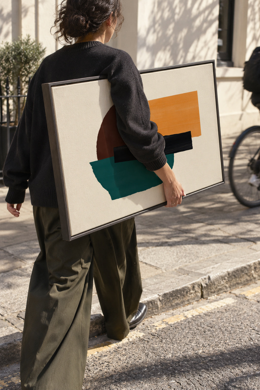 Ochre Balance - Framed canvas in an interior