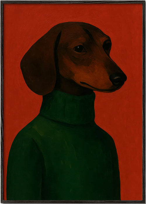 Portret psa w zielonym swetrze – Black Frame