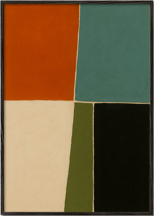 Plakat geometryczny z blokami ziemi i morza – Black Frame