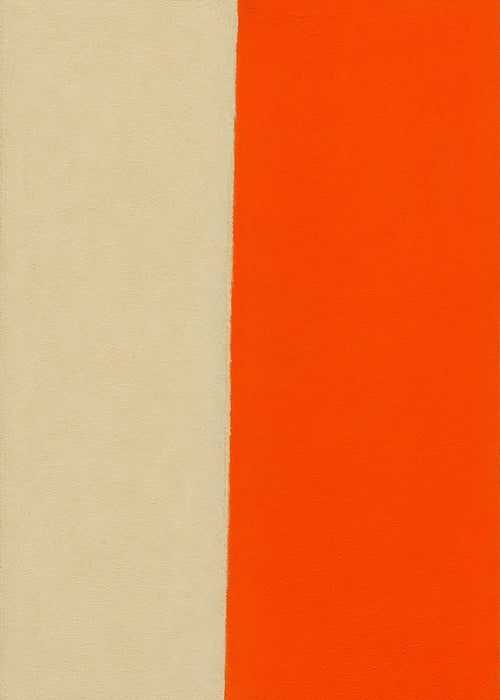 Plakat minimalistyczny z pionowym pomarańczowym pasem