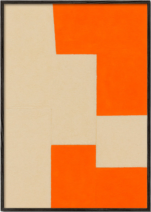 Obraz geometryczny beż i pomarańcz – Black Frame