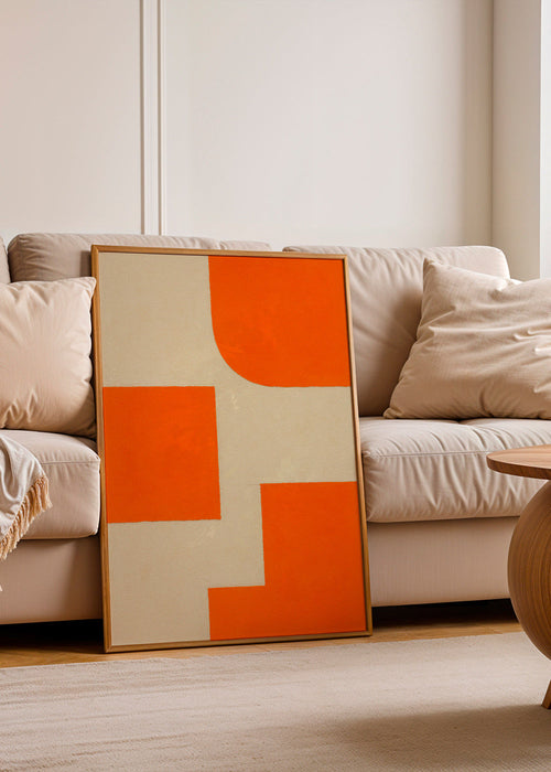 Sztuka geometryczna w pomarańczu i beżu z modułowymi blokami – Product1