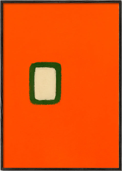 Minimalistyczny pomarańczowy panel z zielonym środkiem – Black Frame