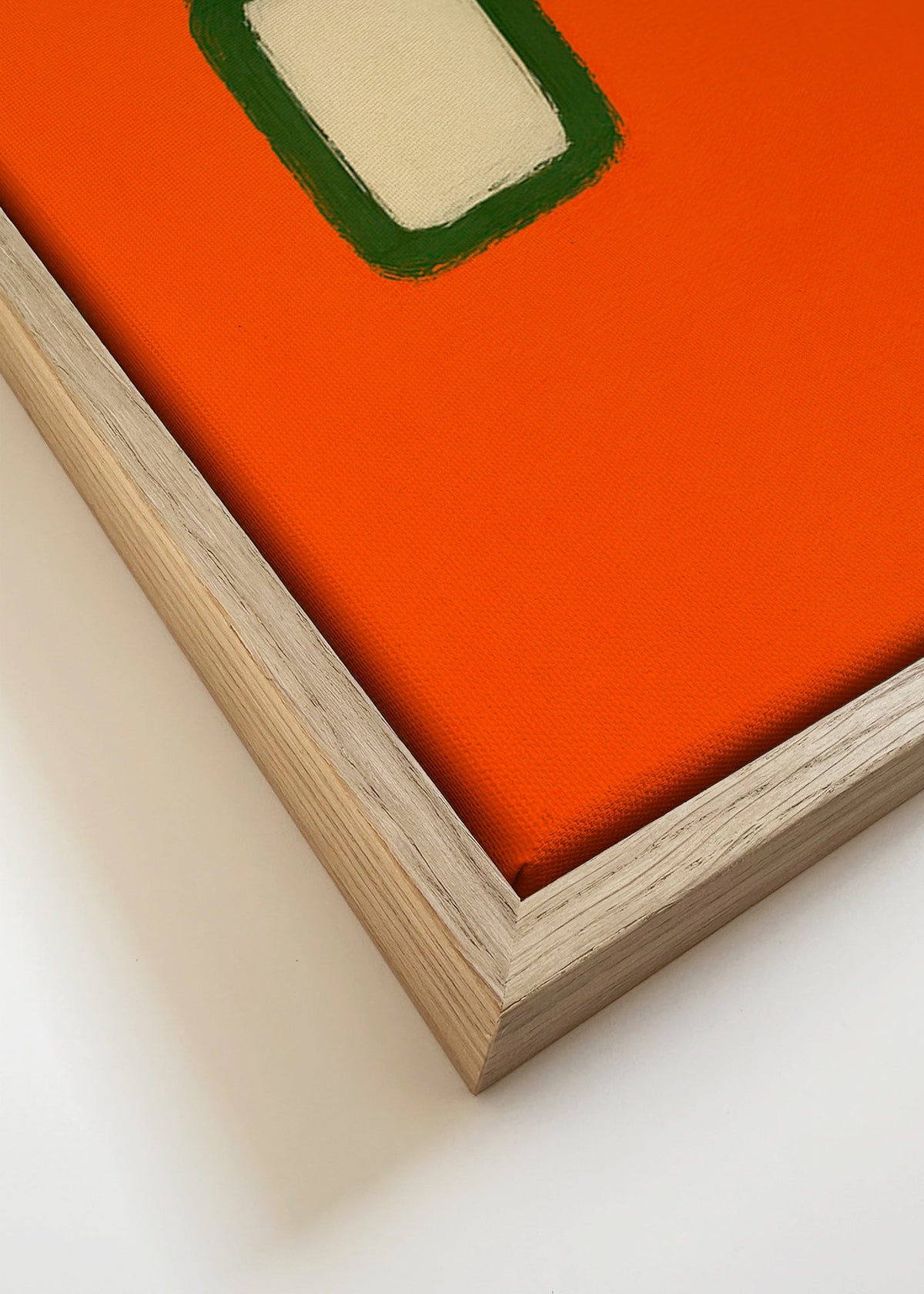 Minimalistyczny pomarańczowy panel z zielonym środkiem – Canvas detail