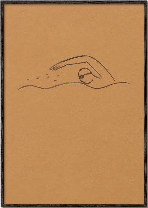 Minimalistyczny pływak na papierze kraft – Black Frame