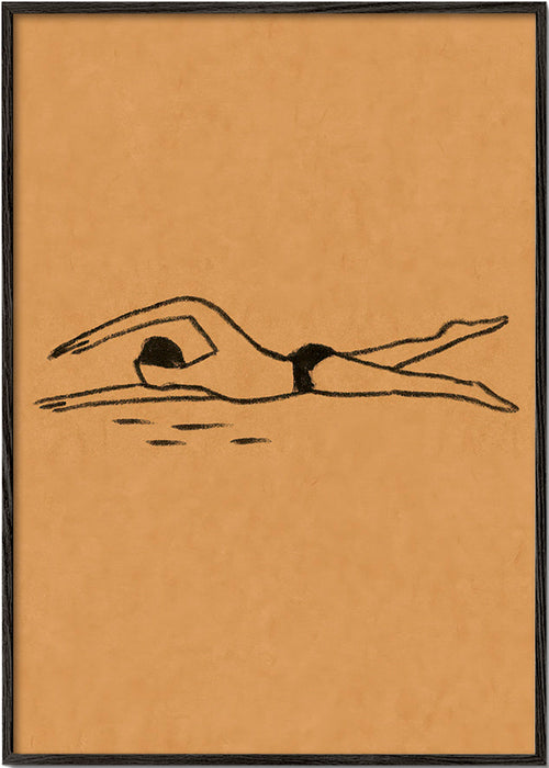 Ilustracja pływaczki w rysunku liniowym – Black Frame