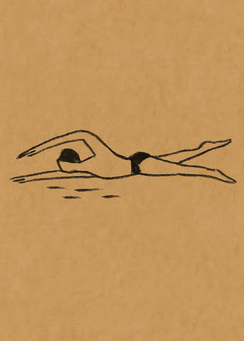 Ilustracja pływaczki w rysunku liniowym
