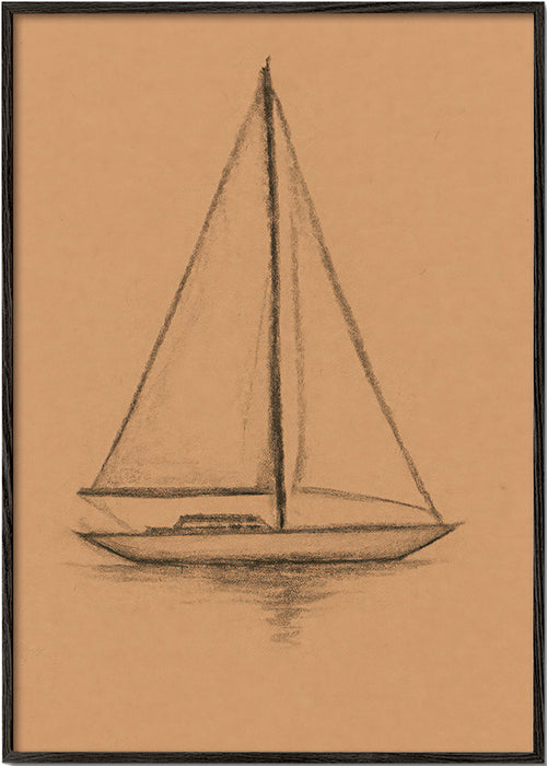 Czarno-biała sztuka: szkic żaglowca – Black Frame