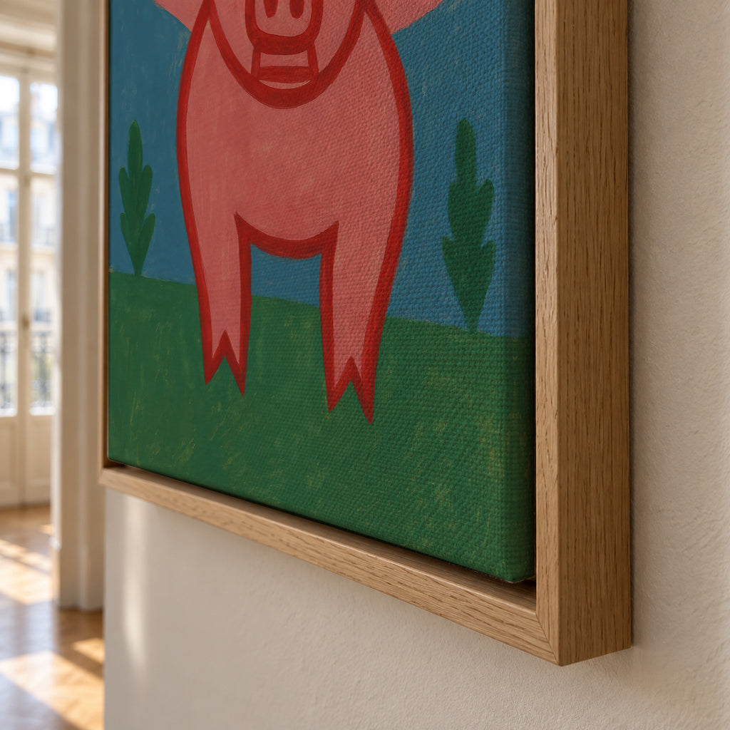 Flying Piglet - Framed canvas detail