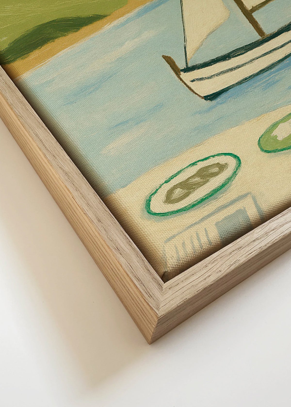 Obraz krajobrazowy z żaglówką na jeziorze – Canvas detail