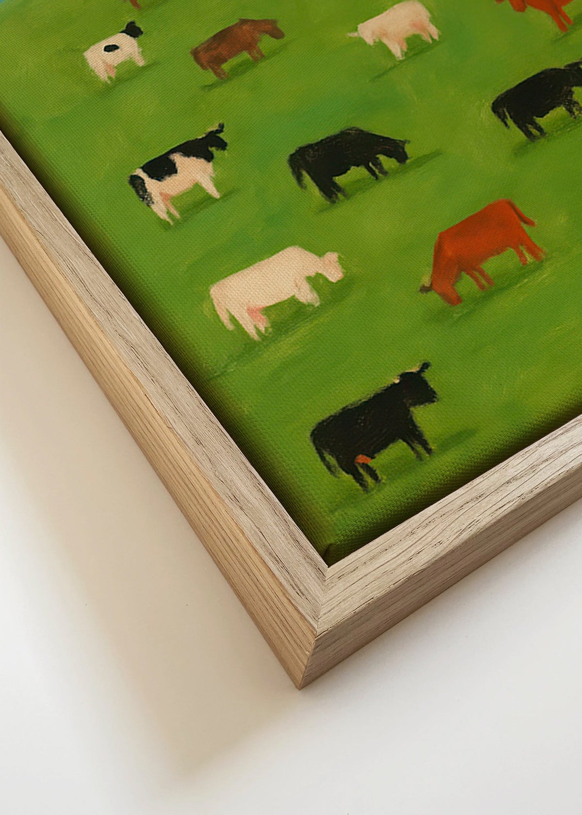 Obraz krów pasących się na zielonej łące – Canvas detail