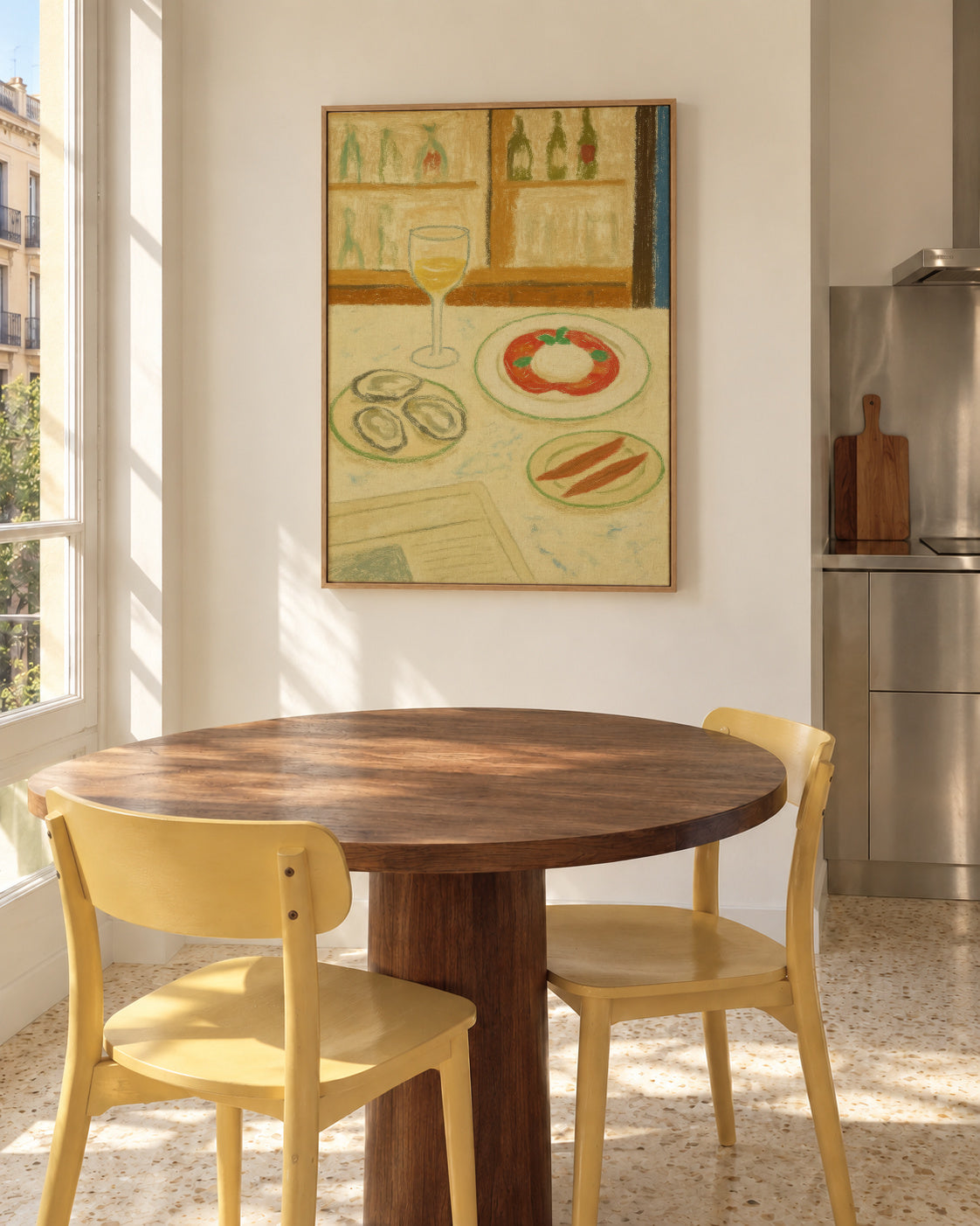 Oysters & Burrata - Framed canvas in an interior