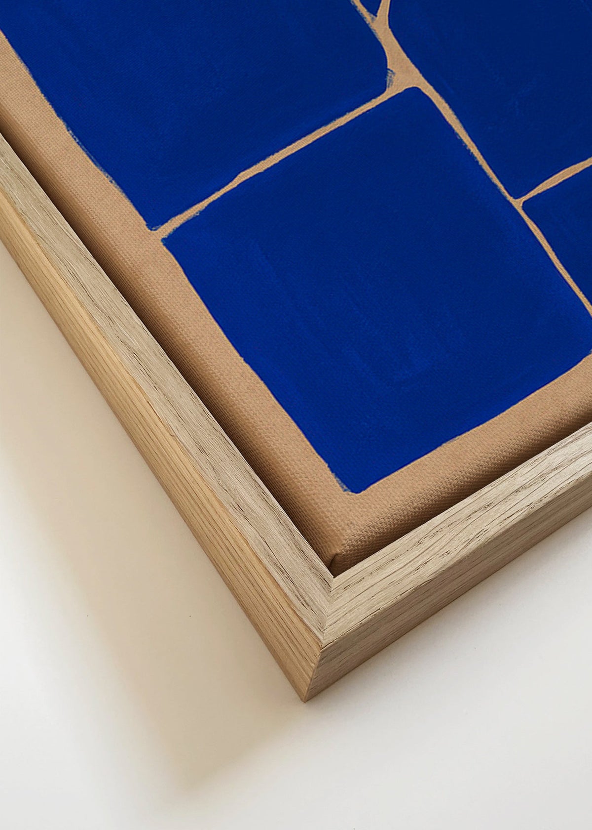 Obraz geometryczny niebieskie z pofragmentowanymi blokami – Canvas detail