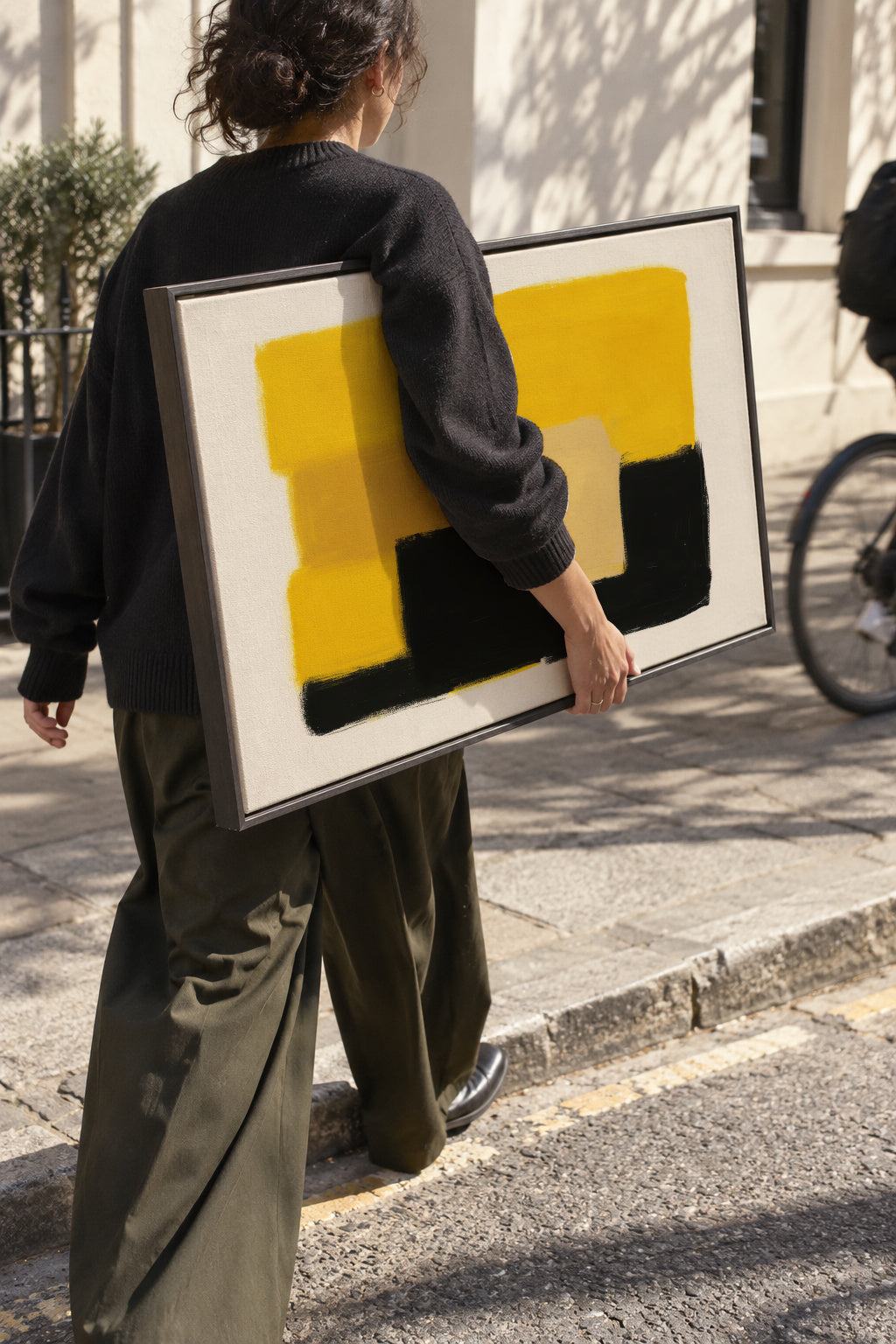 Yellow Structure - Framed canvas in an interior