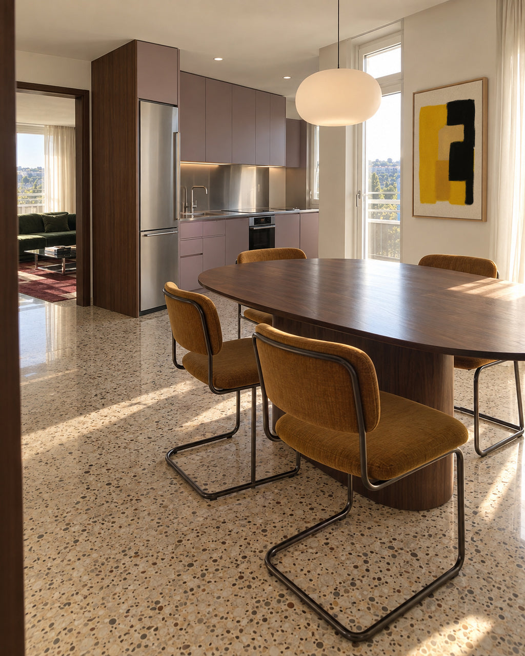 Yellow Structure - Framed canvas in an interior