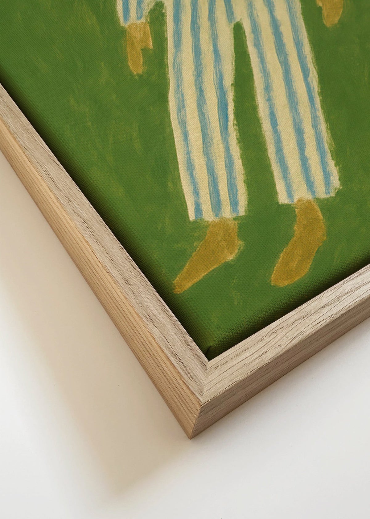 Ilustracja postaci leżącej w pasiastym piżamie – Canvas detail