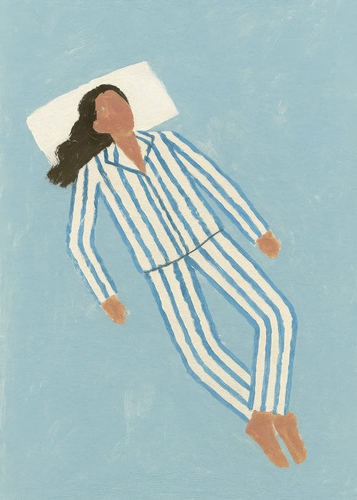 Ilustracja kobiety w pasiastym piżamie