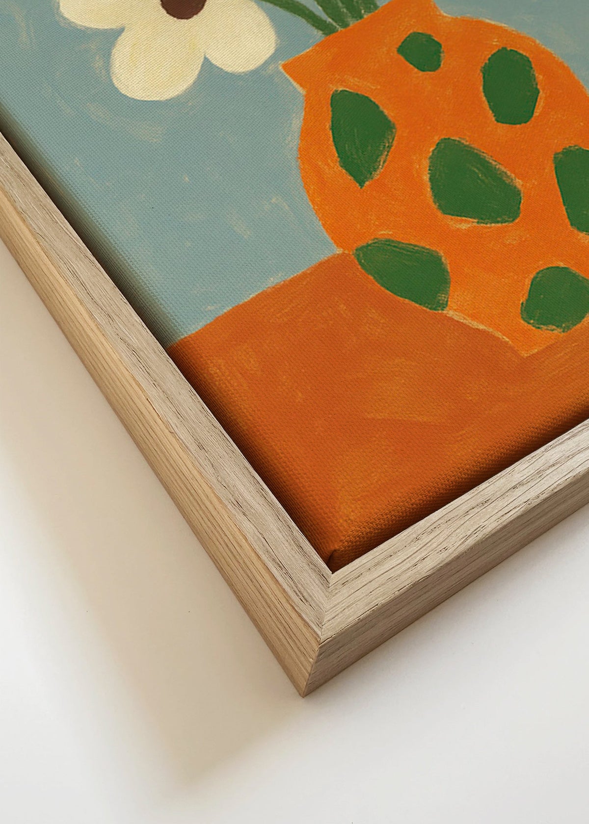 Plakat botaniczny: pomarańczowy wazon z kwiatami – Canvas detail