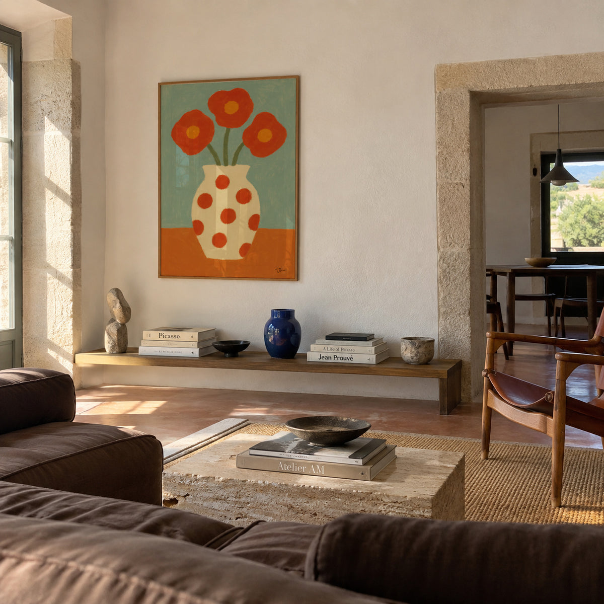 Red Polka Dots - Framed poster in an interior
