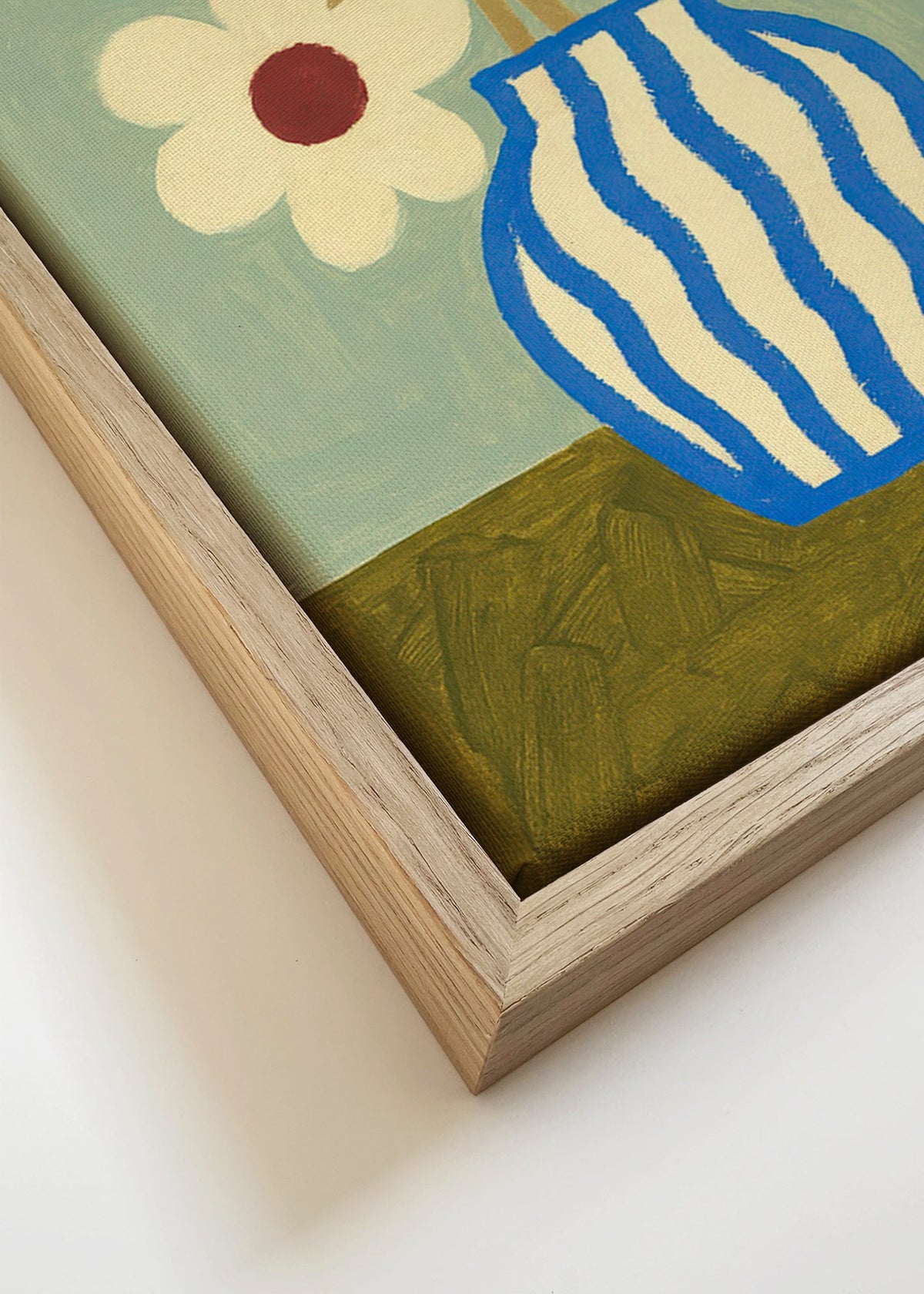 Plakat botaniczny niebieski wazon ze stylizowanymi kwiatami – Canvas detail