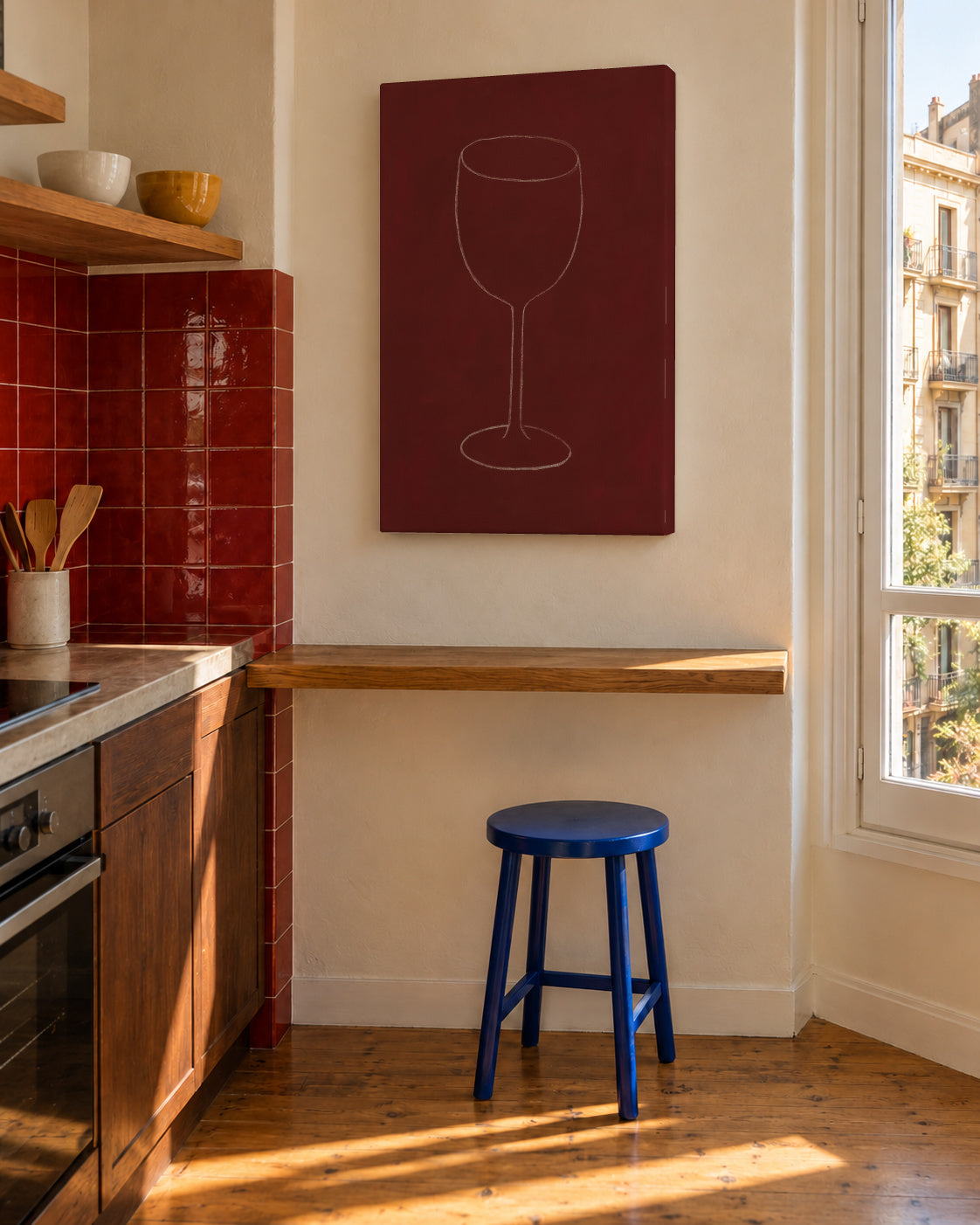 Wine Silhouette - Unframed canvas in an interior