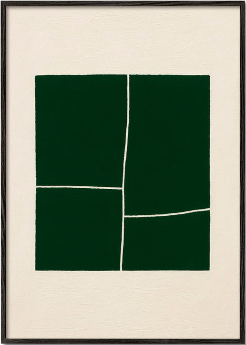 Obraz abstrakcyjny z zielonymi polami – Black Frame