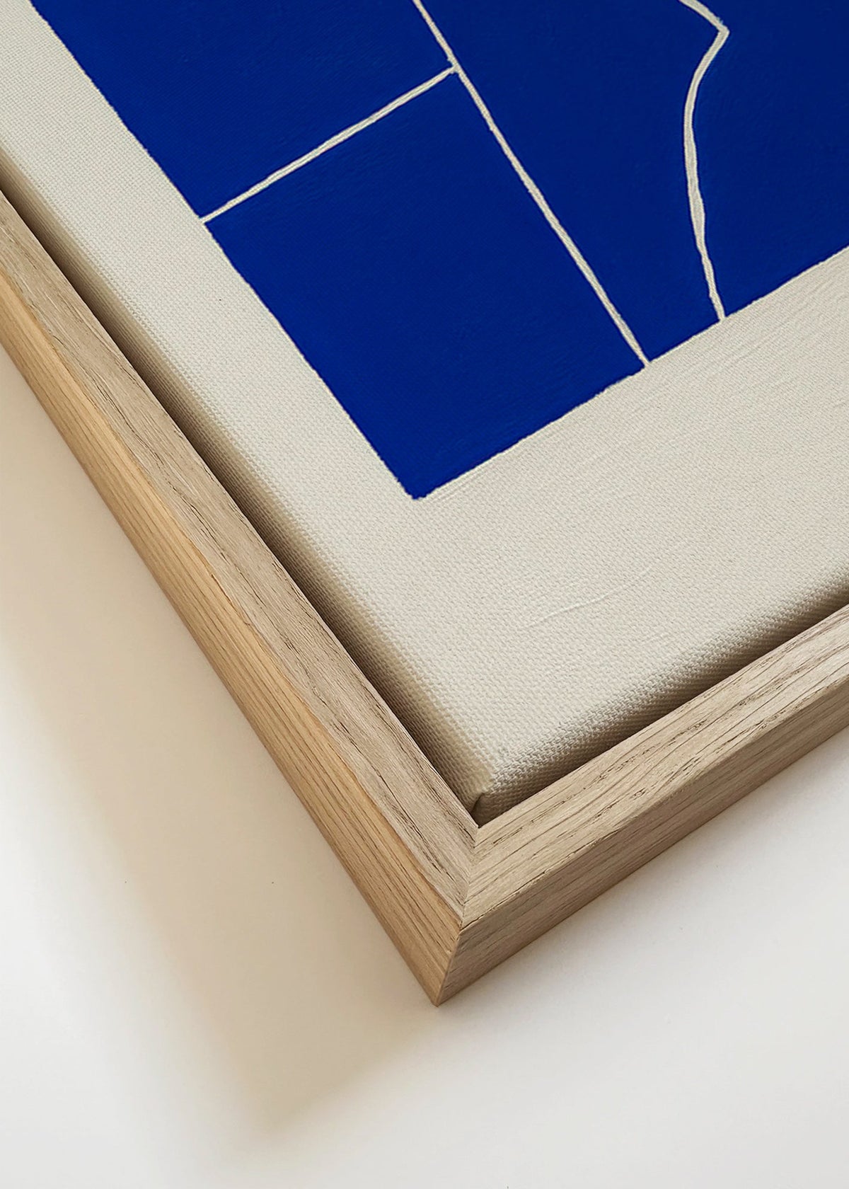 Obraz abstrakcyjny w odcieniach niebieskiego z geometrycznym pęknięciem – Canvas detail