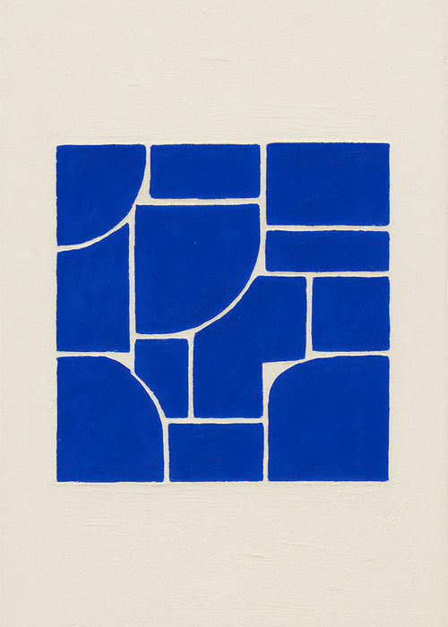 Plakat geometryczny w intensywnym błękicie
