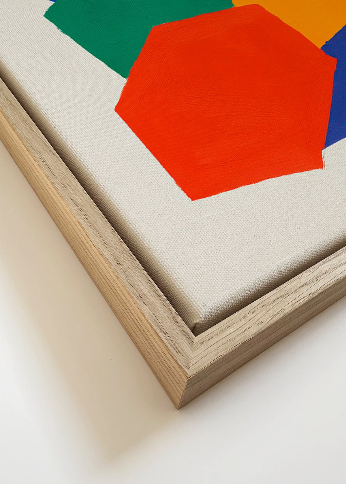 Plakat geometryczny ze stosami kolorowych kształtów – Canvas detail
