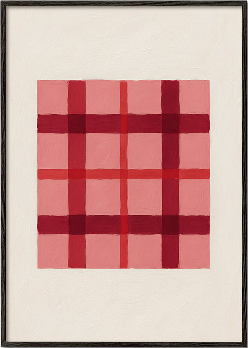 Plakat geometryczny różowy tartan malowany – Black Frame