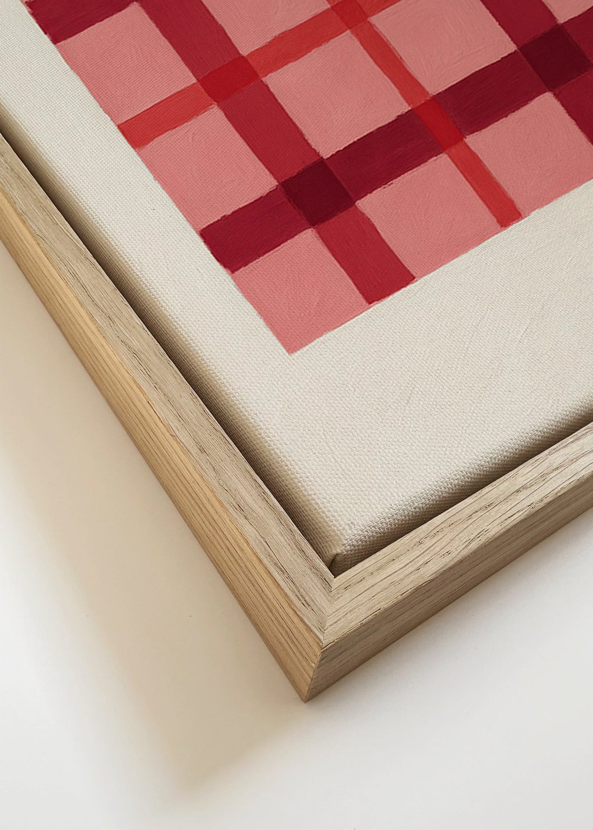 Plakat geometryczny różowy tartan malowany – Canvas detail