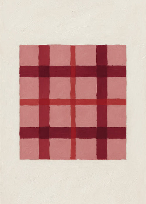 Plakat geometryczny różowy tartan malowany