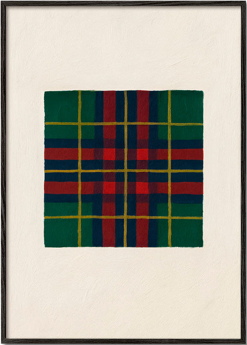 Obraz geometryczny z ręcznie malowaną kratą tartan – Black Frame