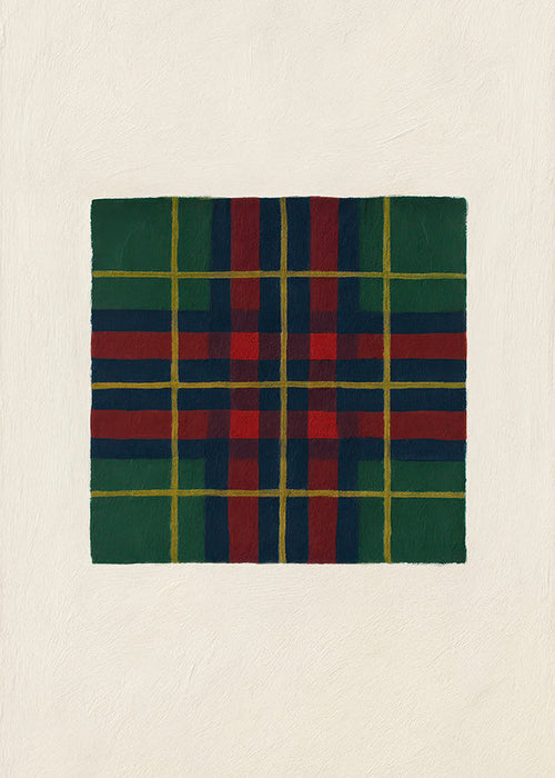 Obraz geometryczny z ręcznie malowaną kratą tartan
