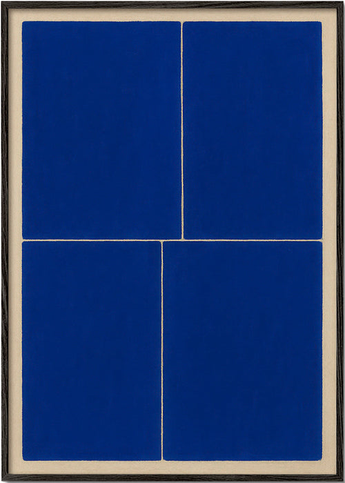 Obraz geometryczny z niebieskimi panelami – Black Frame