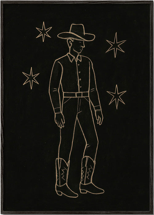 Ilustracja kowboj linia złota – Black Frame