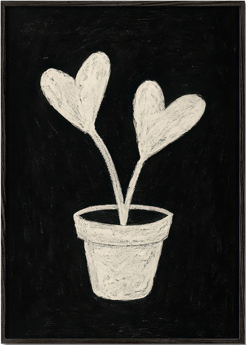 Plakat botaniczny liście w kształcie serca – Black Frame