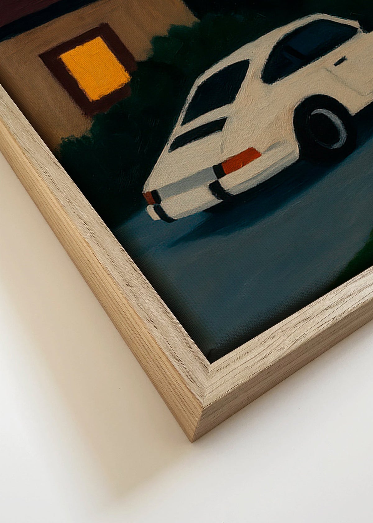 Plakat vintage z klasycznym samochodem nocą – Canvas detail