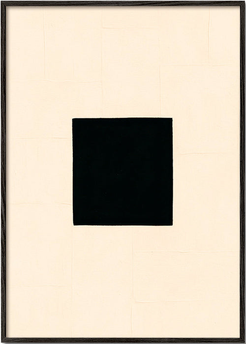 Obraz abstrakcyjny: czarny kwadrat na kremie – Black Frame